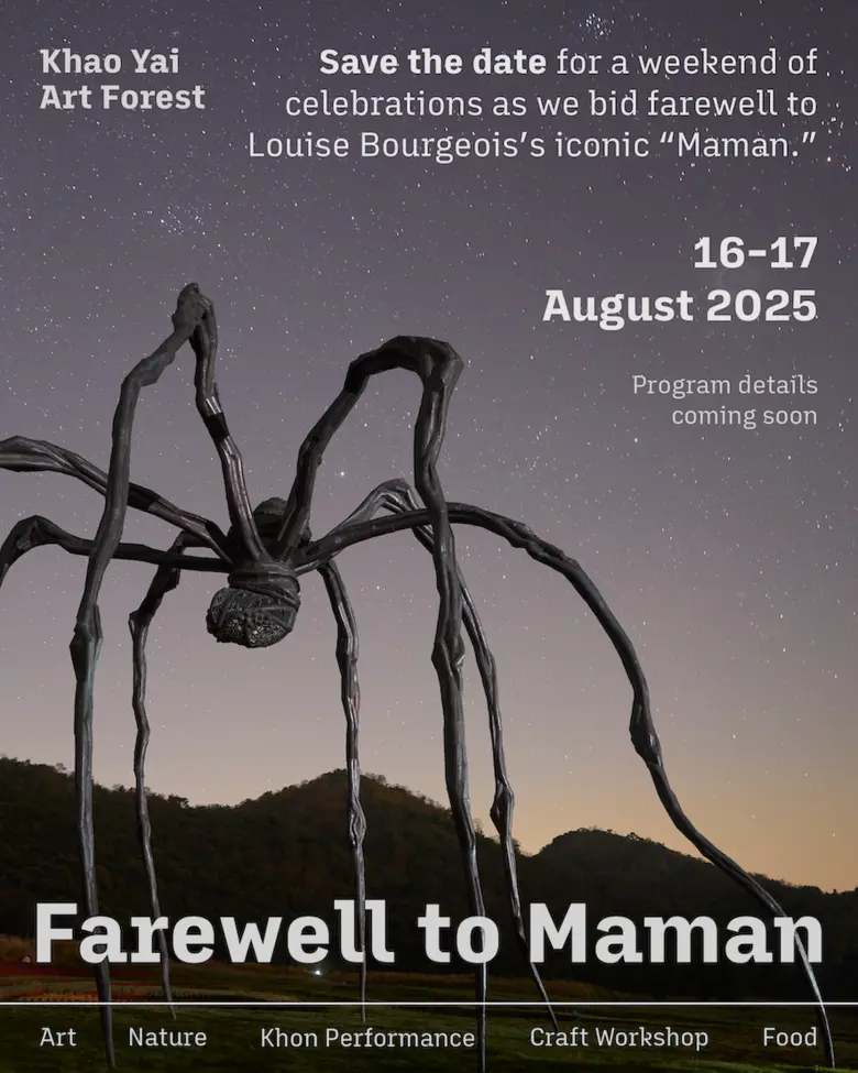 Khao Yai Art Forest presents "Farewell to Maman," a Weekend Celebration of Louise Bourgeois's Iconic Sculpture in Its Final Days in Thailand