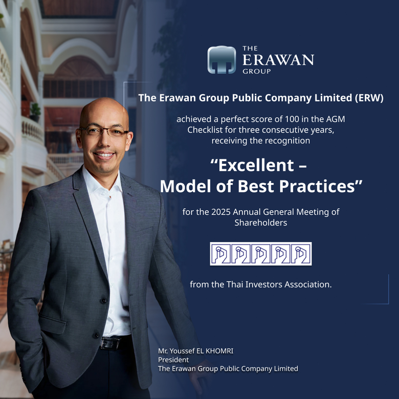 The ERAWAN Group Achieves Perfect AGM Checklist Score for Third Consecutive Year from Thai Investors Association