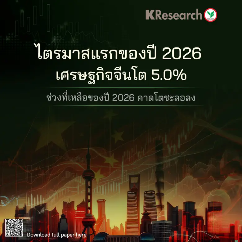 ไตรมาสแรกของปี 2026 เศรษฐกิจจีนโต 5.0% ช่วงที่เหลือของปี 2026 คาดโตชะลอลง