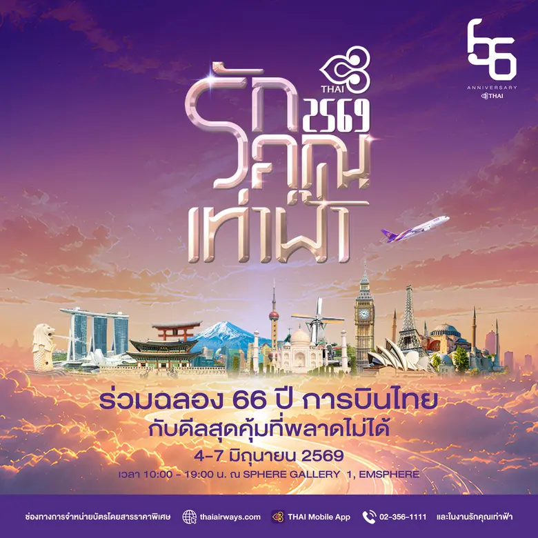 THAI AIRWAYS IS BACK! Celebrating 66 Years with "Rak Khun Tao Fah 2026" Grand Travel Fair!